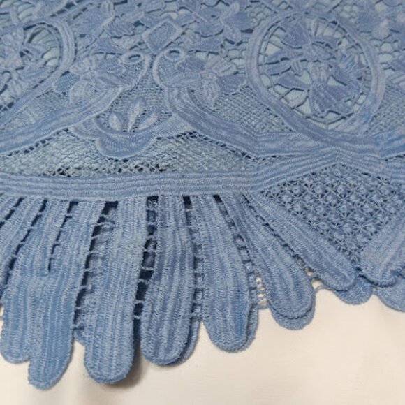 LOVERS+FRIENDS Caspian Pastel Blue Sleeveless Lace Overlay Mini Shift Dress S - Picture 12 of 15